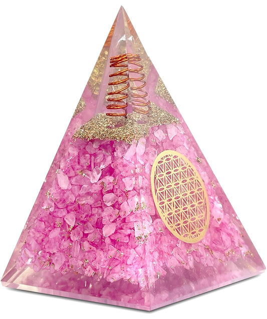 Rose Quartz Pink Orgonite Pyramid is Healing Crystal